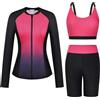 GRACE KARIN Costume da bagno da donna, 3 pezzi, a maniche lunghe, con chiusura lampo, elegante tankini, con giacca, abbigliamento da surf, rosso rose, XL