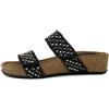 CINZIA SOFT, Sandali Ciabatta Donna in Pelle e Tessuto Nero con Strass, Zeppa Bassa, Doppio Strap, IT1000