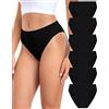 Wealurre Slip da donna in cotone, traspiranti, confezione da 6 | Slip da donna a taglio alto, 100% cotone, comodi e traspiranti, senza etichetta