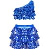 Moggemol Ragazza Abito Scintillante Paillettes Canotta Crop Gonna A Scalare Shorts Set Bambini Hip Hop Jazz Performance Abbigliamento da Danza