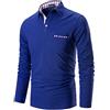 STTLZMC Uomo Plaid Polo Maniche Lunghe Basic Maglie Golf Casual T-Shirt Gentiluomo S-XXL (M, Blu 1)