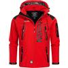 Geographical Norway Techno Men Distribrands - Giacca Softshell impermeabile da uomo - Giacca con cappuccio traspirante all'aperto - Giacca invernale tattica antivento (Rosso/Nero XXL)