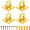 QUARKZMAN 4 Pezzi Ganci A Piastra Con Anello Finitura Oro Spazzolato | Ganci A Soffitto In Lega Di Zinco, 8 Viti E 8 Tasselli, Per Funi Catene Cartelli Sospesi Barriere Piante Appese