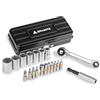 Granite Duet Cricchetto Doppia Testa, Bit Hex e Bussole (Nero) | acciaio S2, azionamento reversibile, prolunga, misure 6-13mm e 2-8mm, Torx T15/T20/T25, PH2