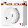 SHD Rilevatore Fumo per Casa, Allarme Antincendio, 10 Anni di Garanzia, Batteria 9V Sostituibile, Certificato BSI e DIN EN14604, Allarme Istantaneo, Innesco Rapido, Tasto Test/Mute, Bianco, Set da 7