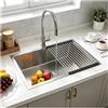 HZKSINNK Lavello in acciaio inox, 55 x 40 cm, lavello singolo con tappetino scolapiatti arrotolabile, superficie spazzolata, lavello da incasso, facile da pulire, lavello da cucina
