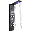 GUOPIN Set doccia con rubinetto Schermo Doccia A LED In Acciaio Inossidabile 304 Set Doccia Nero Argento Set Doccia Completo In Rame Con Rubinetto Doccia Colonna Doccia(A)