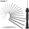 Stalora Mini Trapano a Mano Twist Drill Bits, con 25pz Punte Elicoidali + Pinza per Epilazione, Strumenti Rotativi per Modellismo, Bricolage, Legno, Gioielli, Metallo, Fai da Te, Micro Punte per