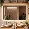 CLP Specchio Bagno LED Rettangolare, dimmer Touch, 3 tonalita Luce, antiappannamento, Specchio da Parete Senza Cornice Palmiro, Dimensione:100 mm