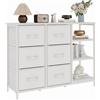 Feonase Cassettiera a 6 cassetti con unità di archiviazione aperta, stile moderno, in tessuto, 100 x 30 x 76 cm, bianco