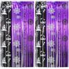 YITONGFU Confezione da 2 Tende in Tinsel Nero Glitter Sfondo Decorazione Lamina Frangia Stelle filanti Decorazione Festa di Halloween