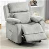 Aeffy Poltrona Relax Elettrica, Poltrona Reclinabile con Schienale e Poggiapiedi Regolabili, Cuscino Lombare e 2 Tasche Laterali, Poltrona da Salotto in Velluto, Grigio