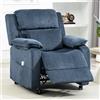 Aeffy Poltrona Relax Elettrica, Poltrona Reclinabile con Schienale e Poggiapiedi Regolabili, Cuscino Lombare e 2 Tasche Laterali, Poltrona da Salotto in Velluto, Blu