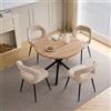 GrandCA HOME Tavolo da Pranzo e 4 Sedie Set Moderno per Sala da Pranzo Tavolo Rotondo da 100 cm con Sedie Ergonomiche (Seduta Imbottita, Gambe in Metallo),Kaki