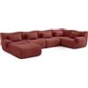 MILYsofa Divano modulare angolare, 5 posti con penisola, tessuto bouclé, fodere dei cuscini removibili (Rosso Terracotta, 5 posti con penisola)