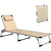 Outsunny Lettino Prendisole Pieghevole 4 Livelli 60x165x76 cm Beige