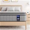 Mellsom Materasso matrimoniale da 135 x 190 x 25 cm, materasso ortopedico a 7 zone in memory foam a 7 zone a molle insacchettate, materasso ortopedico medio rigido per alleviare la pressione e