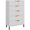 Vicco Cassettiera per camera da letto Marelle Bianco/Artisan 76x120 cm | con 5 cassetti, adatto per riporre abiti e oggetti di uso quotidiano