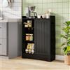 RELAX4LIFE Mobile da Bagno Sottile, Armadietto di Stoccaggio con 3 Ripiani Aperti Regolabili, Porta Scorrevole, per Bagno, Soggiorno, Ingresso, Cucina, 20 x 60 x 80 cm (Nero)