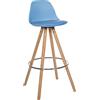 CLP Sgabello da bar Corbin rivestito in similpelle rotondo I struttura in legno Colore blu Colore del telaio natura