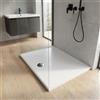 Kiamami Valentina Piatto Doccia 120x80 cm Ceramica Filo Pavimento Delfino | Altezza 3 cm, antiscivolo, bianco, scarico 90 mm, installazione filo pavimento, piletta esclusa