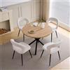 GrandCA HOME Tavolo da Pranzo e 4 Sedie Set Moderno per Sala da Pranzo Tavolo Rotondo da 100 cm con Sedie Ergonomiche (Seduta Imbottita, Gambe in Metallo),Bianco