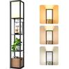Omdekor Lampada Salotto da Terra in Legno con Scaffale, Tre temperature di colore Lampada da Pavimento con 3000K-5000K E27 Lampadine, Lampada a Stelo 1.6M, Piantana da Terra per Camera Da Letto e Soggiorno