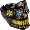 BLUECHOLON Posacenere messicano teschio in poliresina, motivo giorno dei morti, multicolore, 12 cm, 6 colori assortiti, con confezione regalo (nero)