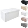 MAKA change your life quality MAKA Pouf Contenitore Rettangolare Pieghevole Portaoggetti Cubo 50 Litri Portata Sedile Max 300 kg Cassapanca con Vano per Plaid Coperte Scarpe Giochi Cuscini (76_x_38_x_38 cm, Bianco)