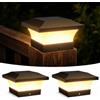 ILIKEPOW Tappo solare per palo 10 x 10 cm, bianco caldo, confezione da 2 | 3000K, IP65 Impermeabile, Solar Lampada Pali di Recinzione, Pilastri