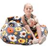 Ianulus Borsa Portaoggetti per Giocattoli Peluche, Sacco Stoccaggio Bambini, Pouf in Peluche, Tela Grande Pouf Sacco per Animali Peluche, Comodo Morbido (Piccoli Fiori Grigi, 24in)