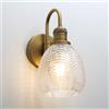 JIMUBEAM Lampada da parete a collo d'oca vintage con paralume in vetro a coste trasparente, applique da parete con luce da toeletta da bagno con motivo a foglia industriale