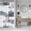 SDOTPMT 90x180cm stile giapponese tenda da doccia asiatica tradizionale ciliegio in fiore nero grigio montagna pino inchiostro pittura tenda da vasca tessuto poliestere bagno decorativo con ganci