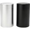 Zhcwldmi Set di 2 barattoli in alluminio, portatili, ermetici, antiodore, mini contenitori in metallo per tè, caffè e spezie (nero + argento, 150 ml)