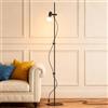 SKUTZTEK Lampada da Terra Vintage, 158cm Simulazione Lampada al tungsteno lampada da terra salotto E27 Con lampadina 230V 8W Cavo da 2.9 m, Con interruttore a pulsante, per Letto, Ufficio, Studio Nero