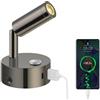 ERWEY 12V Lampada da lettura per camper, lampada da letto a LED con interruttore a sfioramento dimmerabile 3000K-6000K, DC 12V-24V con connettori USB A+C per barca auto camper van, nero lucido
