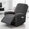 EQULIUS Set di 4 copripoltrona per poltrona relax, rivestimento elasticizzato in tinta unita per poltrone TV e poltrona TV, protezione per braccioli per poltrona (grigio scuro)