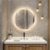 COSTWAY Specchio da Parete 60 x 60cm, Specchio da Bagno Rotondo con Luci Led a 3 Colori, Interruttore a Sfioramento Anti-Appannamento, Funzione di Memoria e Motivo a Onda, IP44