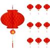 JIEBYTUY - Set da 10 lanterne rosse da appendere, design pieghevole e impermeabile, materiale misto carta e plastica, per decorazioni di feste ed eventi