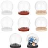 NBEADS 8 pz Mini Cupola di Vetro, 30~35x5~35mm Cupola Rotonda in Vetro, Cupola in Vetro Trasparente con Base in Legno per Centrotavola Piante Rocce Campioni Decorazioni Artigianato