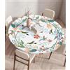 Highdi Tovaglia Rotonda Antimacchia 70 cm, Impermeabile Copritavolo Rotondo con Elastico, Fiore EsternoTovaglie da Tavola per Giardino Ristorante, Ideale per 60cm-65cm
