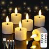 Yeelida Candele LED ricaricabili senza fiamma 4 cm x 6,5 cm con telecomando e cavo di ricarica, temporizzazione sfarfallante in plastica bianca Confezione da 6 candele di cera gocciolanti