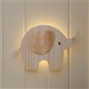 Lights4fun Ernie - Lampada da parete a forma di elefante, luce bianca calda, funzionamento a batteria, telecomando e timer, per camera da letto, decorazione da parete, luce notturna, altezza 20 cm x