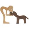 LONG XIN SERIES Uomini Dog Figurine Statua in legno Decorazione per la casa Scultura in legno Regali commemorativi per gli amanti dei cani Regali di riscaldamento della casa Idee Arredamento artistico