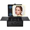 Faquenc Valigetta Trucchi Professionale con Specchio LED Magnetico Illuminato a 3 Colori Beauty Case Portatile Nero con Serratura Scomparti e Portapennelli Ideale anche come Valigia per Trucchi, Nero