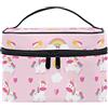 Sawhonn Carino Unicorno Arcobaleno Beauty Case da Viaggio Donna Cosmetici Borsa Trucchi Make up Trucco Borse Makeup Organizzatore Ragazza