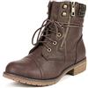 DREAM PAIRS Stivaletti Donna Tacco Grosso Lacci | Tacco 3,2 cm, plateau 1,3 cm, punta tonda, zip laterale, soletta imbottita, design chic e versatile.
