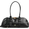 Pinko Borsa Bowling Bag Horizontal, Nero, 100% Pelle, 38 x 16 x 11,5 cm, Chiusura con Cerniera, Lucchetto e Chiavi Incluse, Manici Regolabili, Galvanica Oro Antico