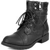 DREAM PAIRS Stivaletti Donna Tacco Grosso Lacci | Tacco 3,2 cm, plateau 1,3 cm, punta tonda, zip laterale, soletta imbottita, design chic e versatile.