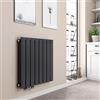 EMKE Radiatore di design piatto, 630 x 616 mm, orizzontale, con attacco laterale, radiatore a pannello singolo, per bagno, camera da letto e soggiorno, antracite 210 W